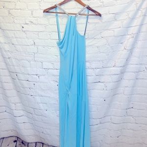 Nicole Batki Blue Silver Jewel Straps Long Formal Gown Straps Size X-Small